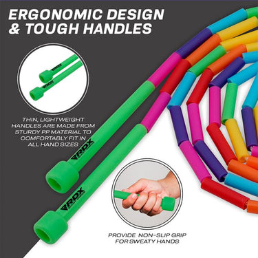 CUERDA DE SALTAR PARA NIÑOS DE 10 PIES DE NAILON TRENZADO DE COLOR ARCOÍRIS SIN ENREDOS RDX BR